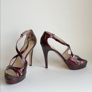 EUC Joan & David DVKENLEY Dark Red Platforms 7M
